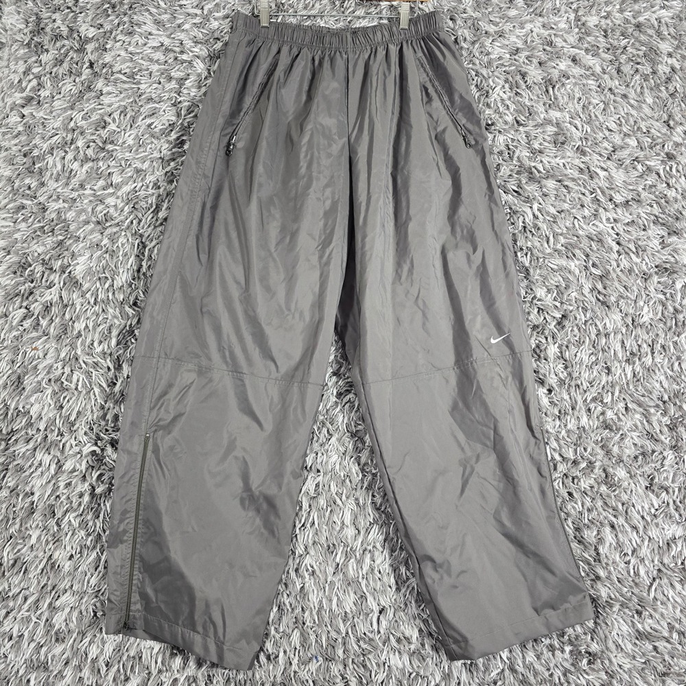 Nike Mens XL Gray Nylon Windbreaker Track Pants Vintage Y2K Ankle Zip 3640